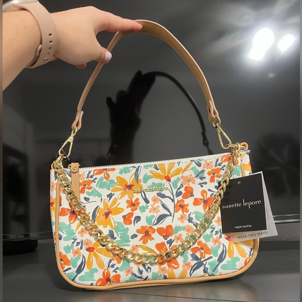 Nanette Lepore NWT Floral Whimsy Clutch Shoulder Bag